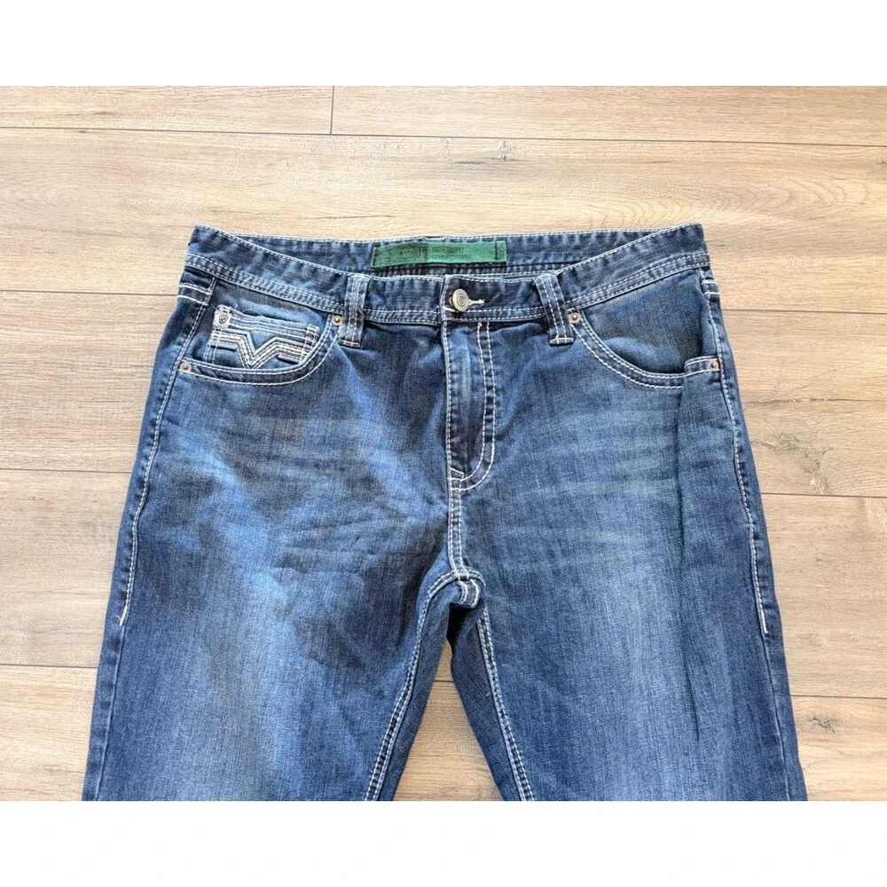 Rock & Roll Rifle Skinny Mens 36X34 Cowboy Thick Stitch Slim Stretch Jeans